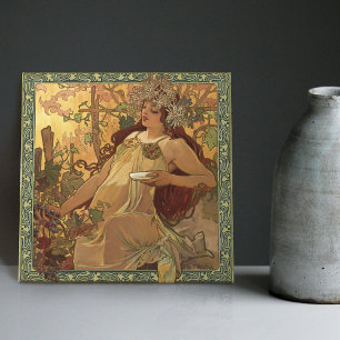 Carreau Alphonse Mucha Saison Automne Art Nouveau Vintage