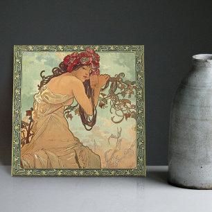 Carreau Alphonse Mucha Saison Été Art Nouveau Vintage