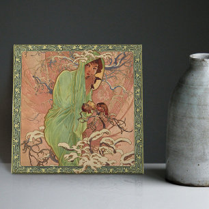 Carreau Alphonse Mucha Saison Hiver Art Nouveau Vintage