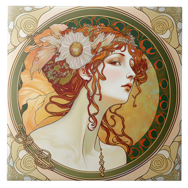 Carreau Alphonse Mucha Sarah Bernhardt Art Nouveau (Devant)