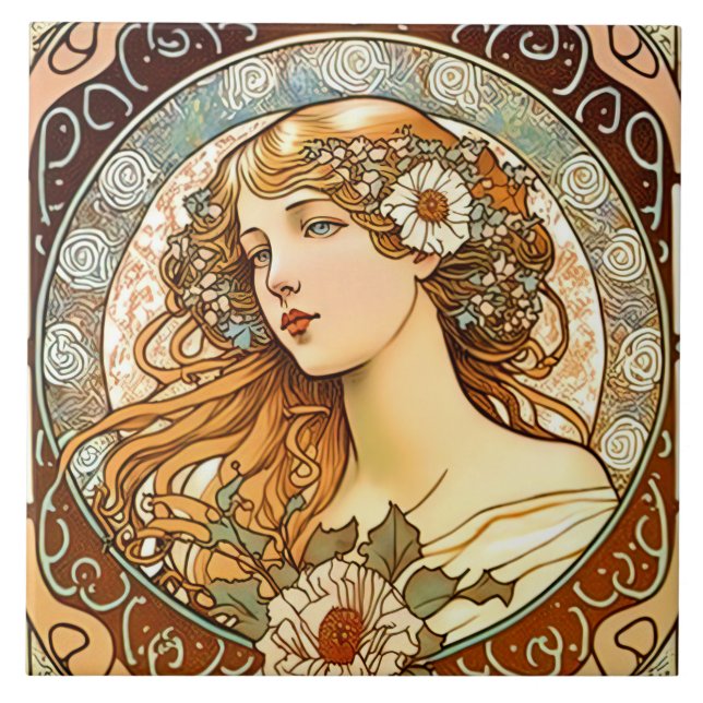Carreau Alphonse Mucha Sarah Bernhardt Art Nouveau (Devant)
