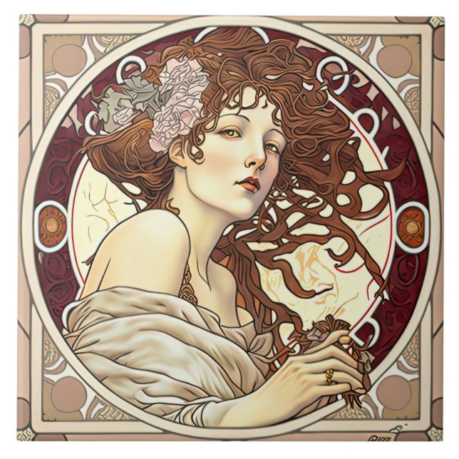 Carreau Alphonse Mucha Sarah Bernhardt Art Nouveau (Devant)