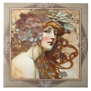 Carreau Alphonse Mucha Sarah Bernhardt Art Nouveau Céramiq