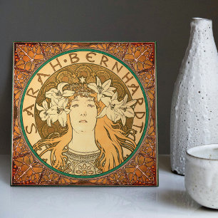 Carreau Alphonse Mucha Sarah Bernhardt Art Nouveau Vintage