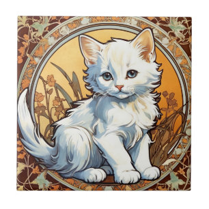 Carreau Alphonse Mucha Style Chat