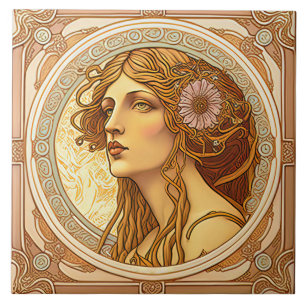 Carreau Alphonse Mucha Zodiac Décor Mur Art Nouveau Ceram