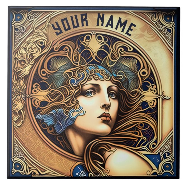 Carreau Alphonse Mucha Zodiac Décor Mur Art Nouveau Ceram (Devant)