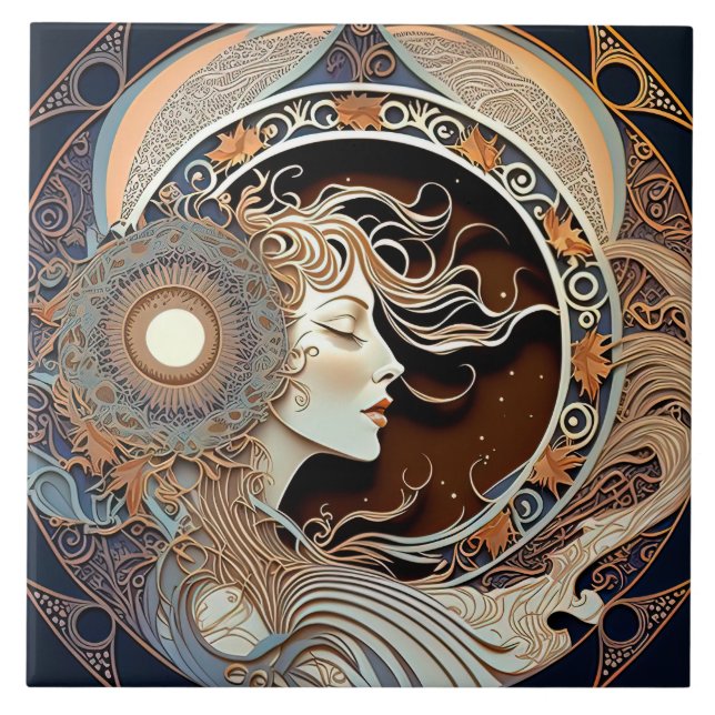 Carreau Alphonse Mucha Zodiac Décor Mur Art Nouveau Ceram (Devant)