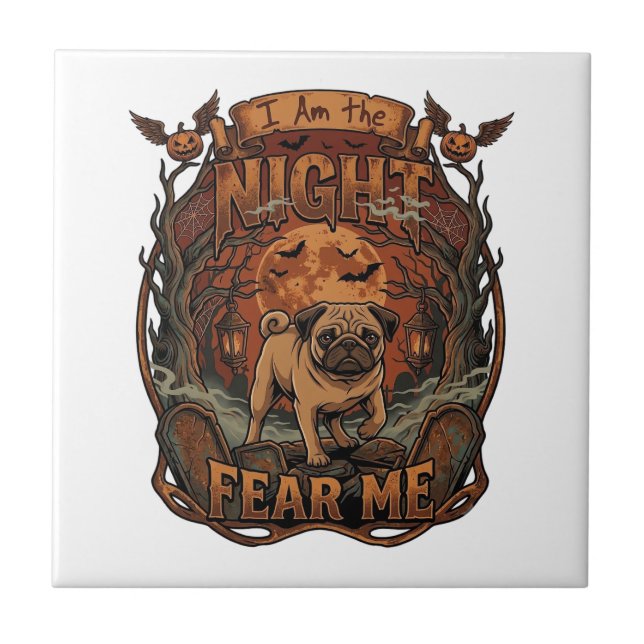 Carreau Am Night Fear Me Pug Halloween Moon_1 (Devant)
