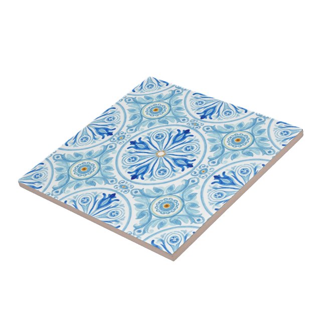 Carreau Amalfi Coast Mediterranean Cobalt Blue Tile (Côté)