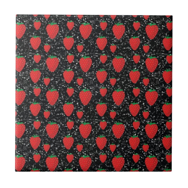 Carreau Amants de fruits rouges élégants et doux fraises (Devant)