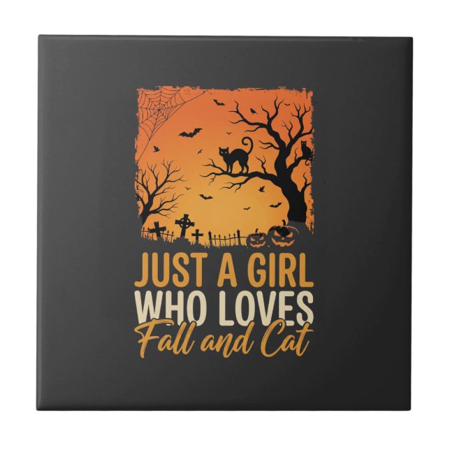Carreau Amateur de chat Halloween Graphique de coucher de  (Devant)