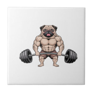 Carreau Amateur de pug musclé de musculation kawaii