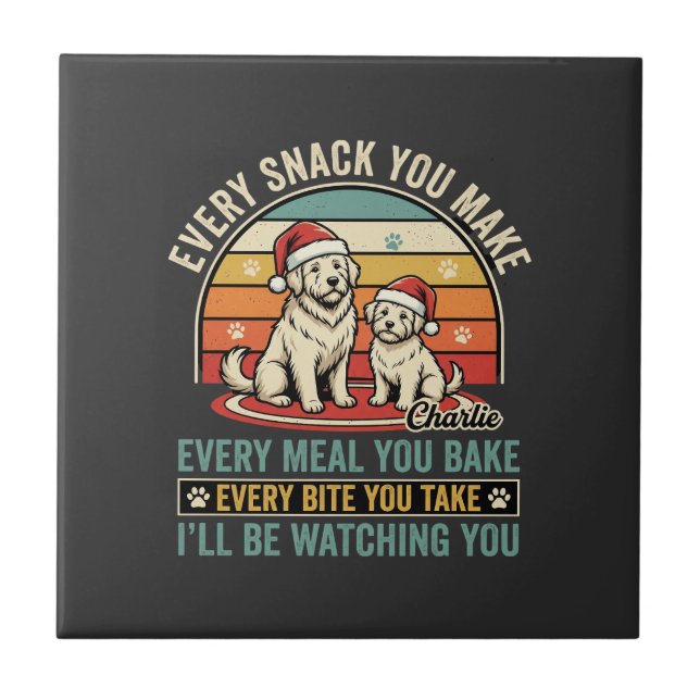 Carreau Amateurs de chiens de Noël Snack en regardant (Devant)