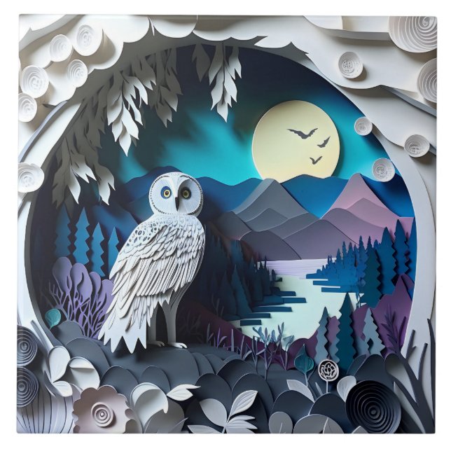 Carreau Amateurs d'oiseaux de chouette (Devant)