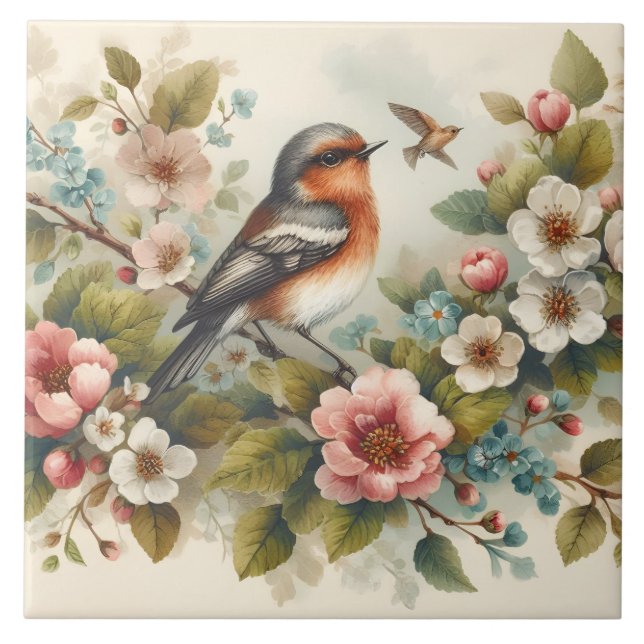 Carreau Amateurs d'oiseaux mignons artisanat (Devant)
