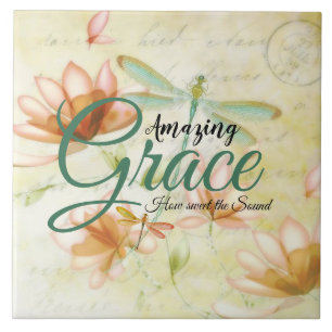 Carreau Amazing Grace Fleurs et libellule  