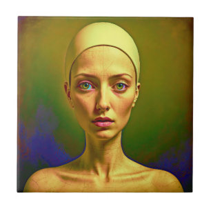 Carreau Âme de porcelaine craquée - Portrait coloré