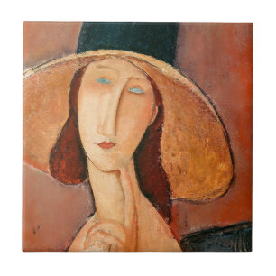 Carreau Amedeo Modigliani - Jeanne Hebuterne en grand Casq