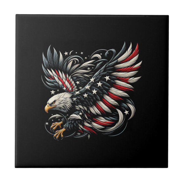 Carreau Américain patriote avec aigle et drapeau américain (Devant)