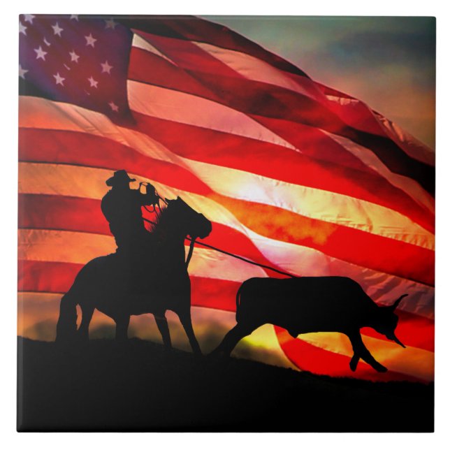 Carreau American Cowboy Steer Roping (Devant)