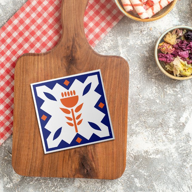 Carreau Americana Orange Tulip Bleu Bordure Carrelage en c (Créateur téléchargé)