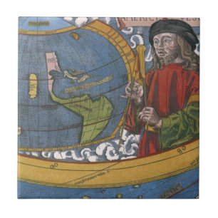 Carreau Amerigo Vespucci Explorateur sur une carte des Amé