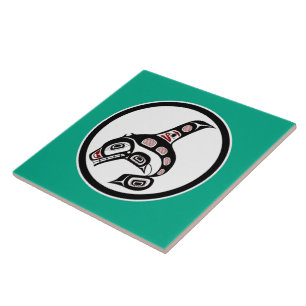 Carreau Amérindien Red Black Haida Art Killer Whale