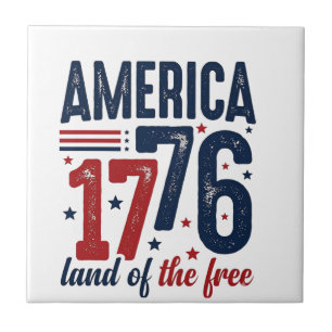 Carreau Amérique 1776 Terre de liberté Vintage Patriote Sh