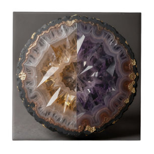 Carreau Améthyste Citrine Géode Cristal Luxe