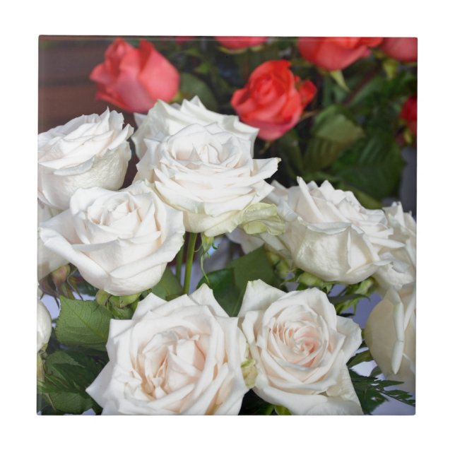 Carreau Ameublement floral rose rouge et blanc (Devant)