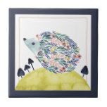 Carreau Amis de Clementine | Cochon de couverture d'art po<br><div class="desc">Cette impression d'aquarelle présente un hérisson folksy parmi les champignons | Par Grace Popp</div>