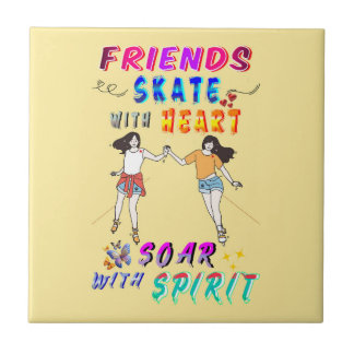 Carreau Amis Décor Patiner avec cœur S'envoler avec esprit
