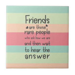 Carreau Amis mignons pastel Citation rare d'amitié Rayures