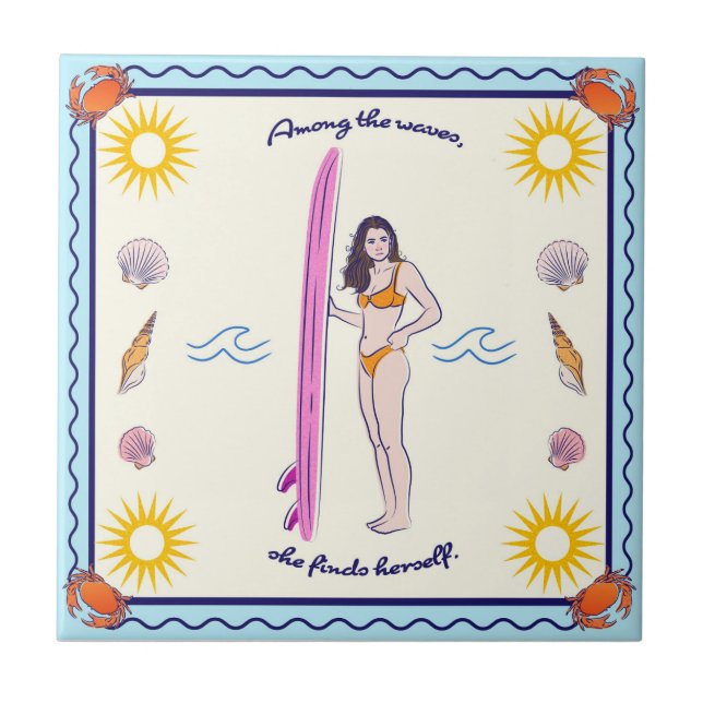 Carreau "Among the waves, she finds herself." (Devant)