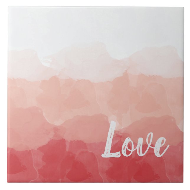 Carreau Amour à l'aquarelle rose (Devant)