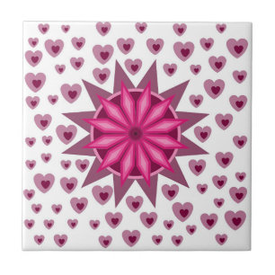 CARREAU AMOUR COEUR AVEC FLEURS COLORÉES CRÉATIVES