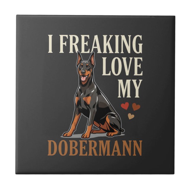 Carreau Amour de Dobermann Amateur de Chien (Devant)
