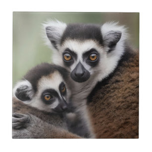 Carreau **"Amour de la mère : Mummy and Baby Lemur Cuddlin