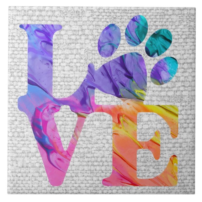 Carreau Amour Empreinte de patte - Cadeaux pour Amoureux d (Devant)