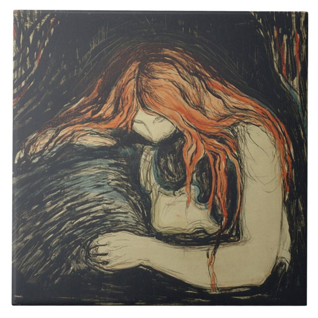 Carreau Amour et douleur (Le Vampire) (par Edvard Munch) (Devant)