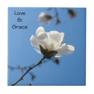 Carreau Amour & Grâce Carrelage Art Fleur de Magnolia Blan