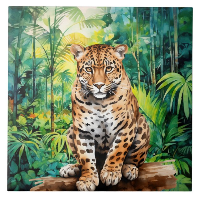 Carreau Amoureux cool de léopards de la jungle  (Devant)