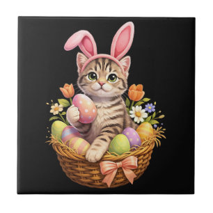 Carreau Amoureux de chatons mignons Joyeuses Pâques Chat