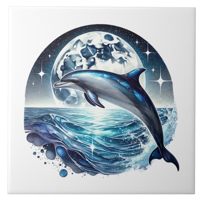 Carreau Amoureux de dauphins de plage mignons  (Devant)