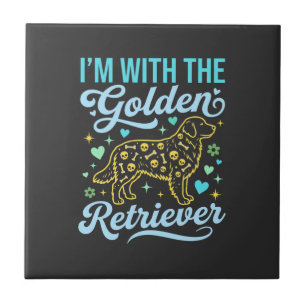 Carreau Amoureux de Golden Retriever Motif Crâne Halloween