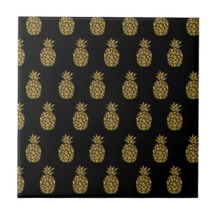 Carreau Amoureux de l'ananas tropical scintillant doré