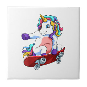 Carreau Amoureux de skateboard Licorne Skateboardeur Skate