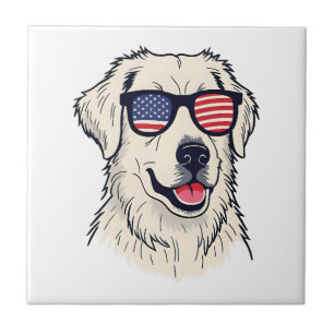 Carreau Amoureux des chiens USA - Chiot cool avec des lune