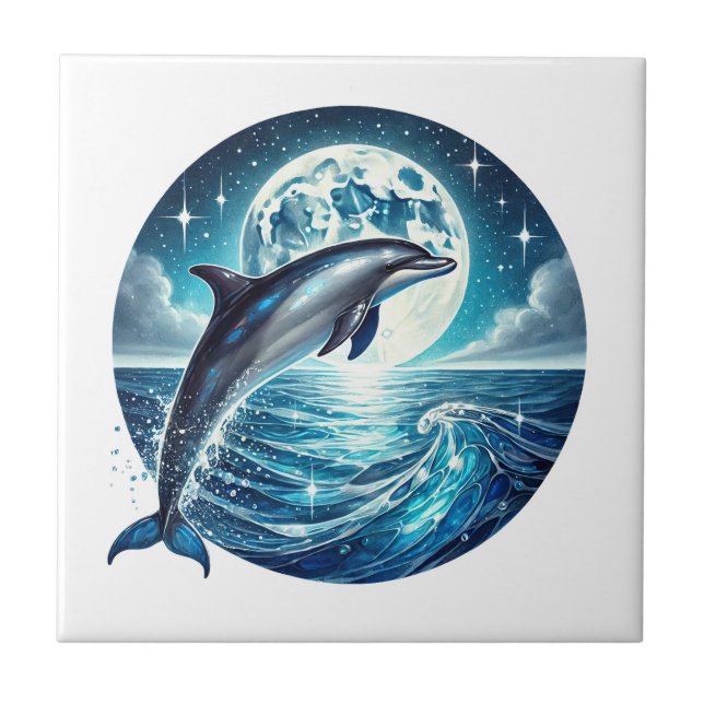 Carreau Amoureux des dauphins de plage mignons  (Devant)